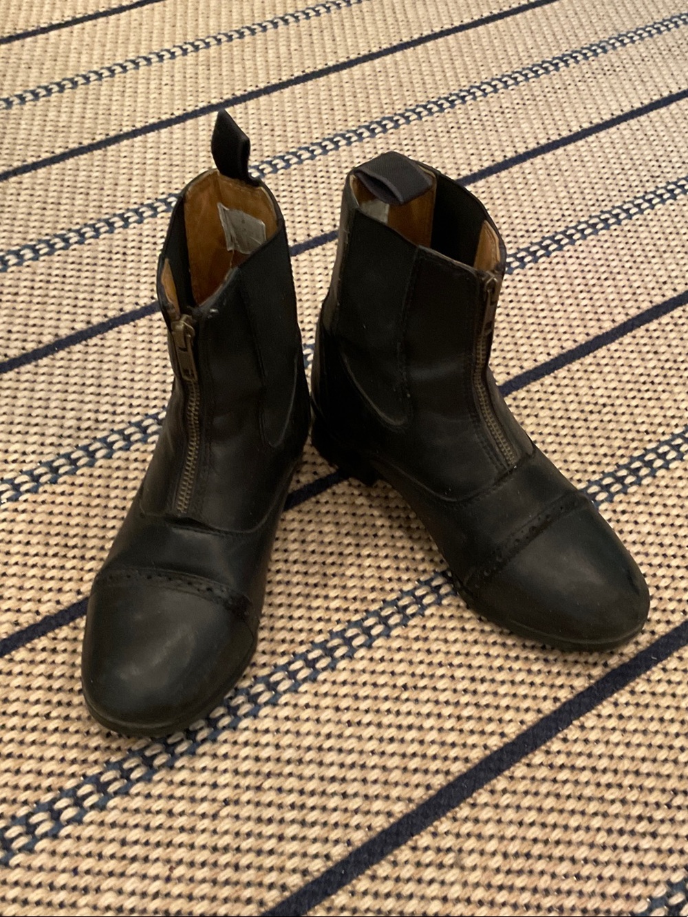 Women's Equestrian Black Front-Zip Ankle Booties